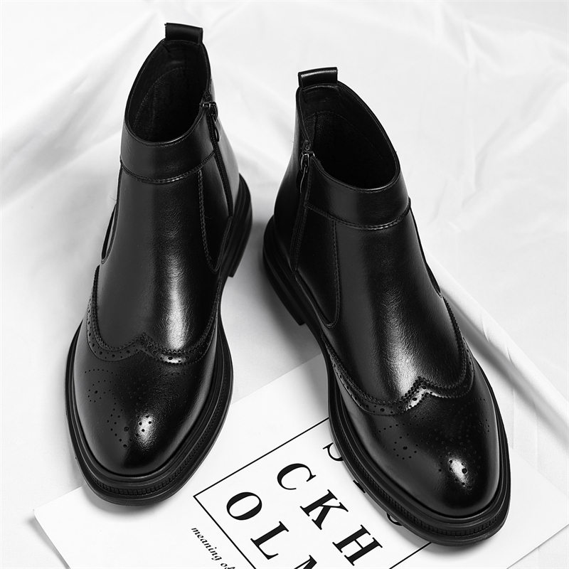 Men'S Formal Wear - รองเท้าบูทหุ้มข้อสูงสำหรับผู้ชาย สไตล์ธุรกิจ พื้นหนา ใส่สบาย ระบายอากาศได้ดี เหมาะสำหรับชุดทำงานในฤดูใบไม้ร่วงและฤดูหนาว