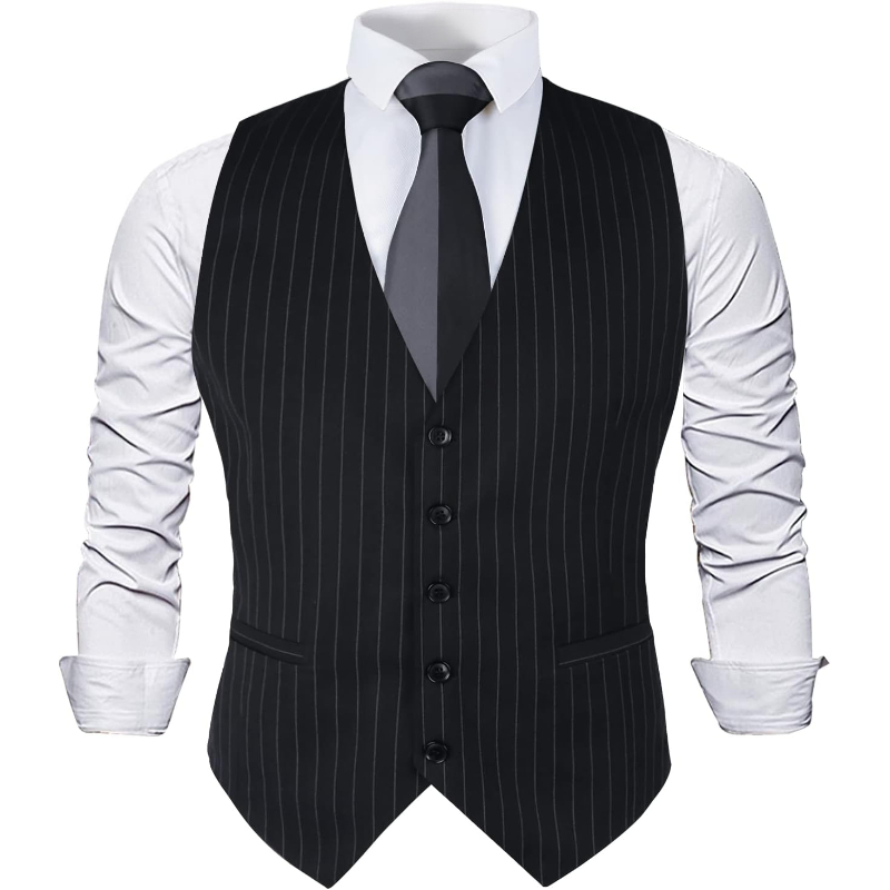 Men'S Formal Wear Waistcoat - เสื้อกั๊กสูทธุรกิจลายทางสำหรับผู้ชาย ชุดทักซิโด้สำหรับงานทางการ งานแต่งงาน งานพรอม และชุดทักซิโด้ลำลอง
