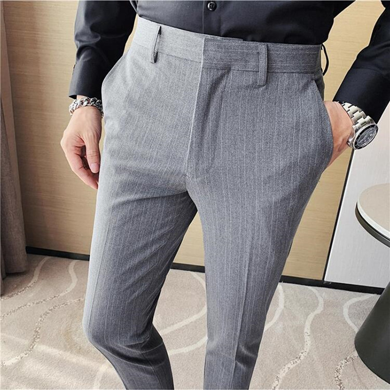Men Formal Wear Shop - กางเกงสูทลายทางแฟชั่นใหม่ ไซส์ใหญ่พิเศษ 42 40 สำหรับฤดูใบไม้ผลิและฤดูร้อน สไตล์เกาหลี