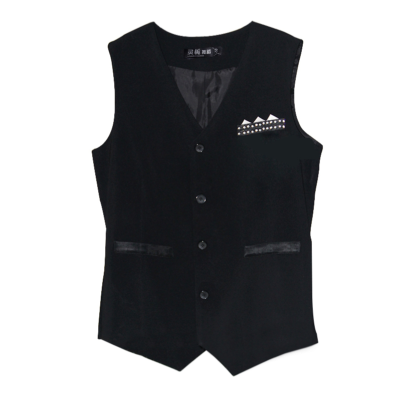 Men'S Formal Wear Waistcoat - Man ประสิทธิภาพสีดําละตินแยกเสื้อกั๊กสวมใส่อย่างเป็นทางการผู้ชาย Latin Dance เสื้อกั๊กเสื้อผ้าเต้นรํา Waltz