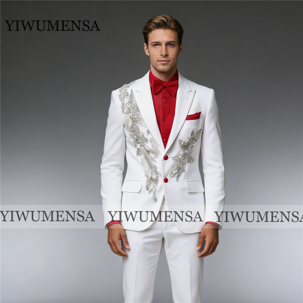 Men'S Formal Wear Attire - ชุดสูทผู้ชายสุดพิเศษสำหรับงานแต่งงาน ประดับคริสตัลวิบวับ งานปักเลื่อม ชุดสูทออกงานสั่งตัดได้ ชุดทางการสำหรับผู้ชาย Trajes