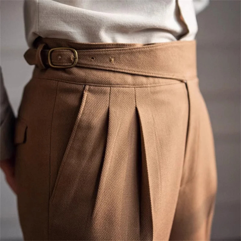 Men'S Formal Wear Belt - กางเกงสูทผู้ชายรุ่นใหม่ปี 2026 สำหรับฤดูใบไม้ผลิและฤดูใบไม้ร่วง ดีไซน์ทันสมัย มาพร้อมเข็มขัด เอวสูง