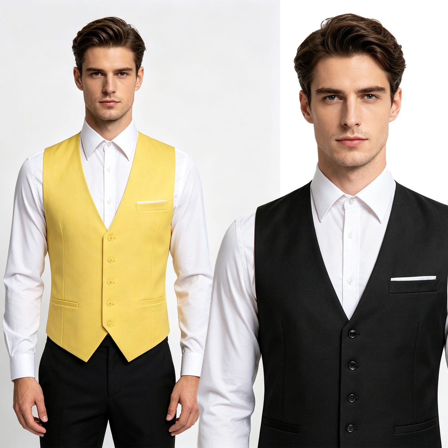 Men'S Formal Wear Waistcoat - เสื้อกั๊กสูททางการสำหรับผู้ชาย, เสื้อกั๊กคอวีสีพื้นพร้อมกระเป๋าข้าง, สำหรับการประชุมทางธุรกิจ, งานแต่งงาน, งานปาร์ตี้ และการสวมใส่ในชีวิตประจำวัน