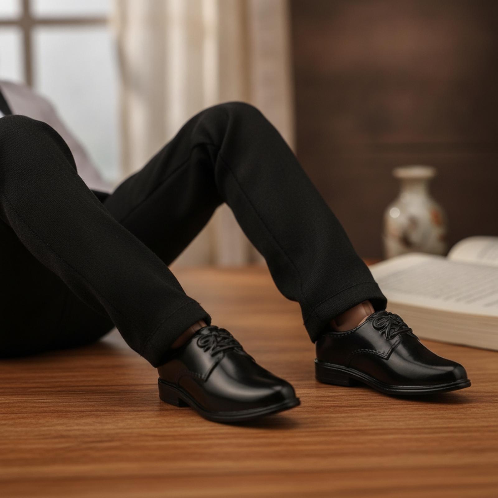 Scale - Men Formals & Ethnic Wear - รองเท้าผู้ชายขนาดเล็กแบบทางการ พื้นผิวเรียบ รองเท้าตุ๊กตาอ็อกซ์ฟอร์ด ขนาด 1/6 อุปกรณ์เสริมสำหรับตุ๊กตาแอคชั่นฟิกเกอร์