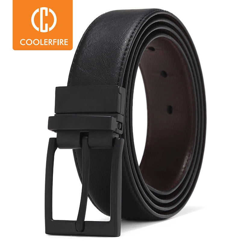 Men'S Formal Wear Belt - เข็มขัดผู้ชาย เข็มขัดสำหรับชุดทำงาน เข็มขัดหนังแท้ หัวเข็มขัดแบบกลับด้านได้ สีน้ำตาลและสีดำ แฟชั่นสำหรับทำงานและลำลอง