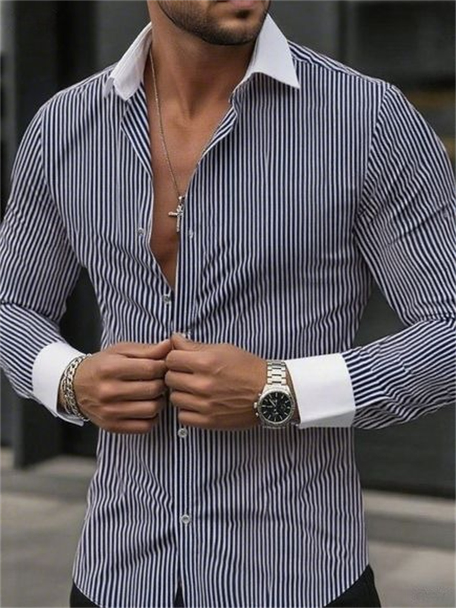 เสื้อเชิ้ตแขนยาวปกทางการลายทาง - Men Formal Wear Shop บทวิจารณ์และราคา