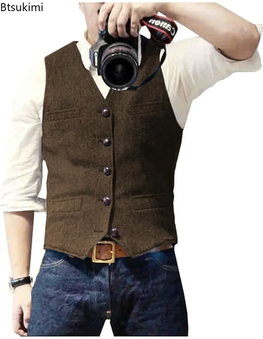 เสื้อกั๊กสูทผู้ชายสไตล์วินเทจ  - Men'S Formal Wear Waistcoat บทวิจารณ์และราคา