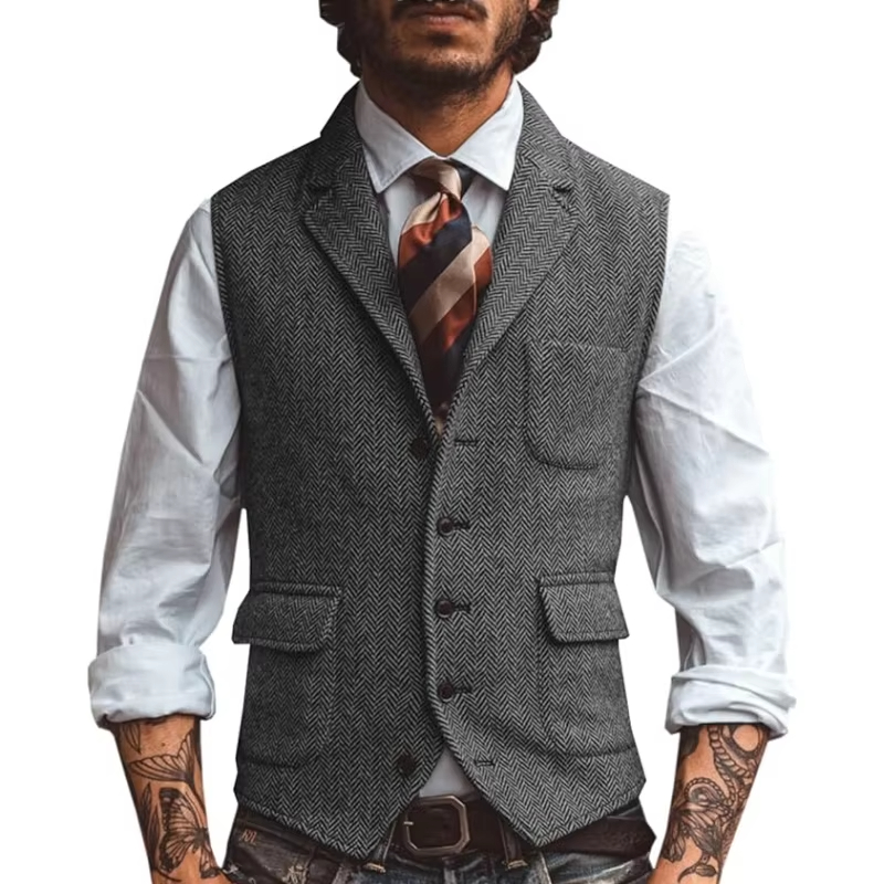 เสื้อกั๊กผู้ชายสไตล์เรโทร ทวีด - Men'S Formal Wear Waistcoat บทวิจารณ์และราคา