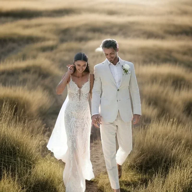 ผ้าลินินงานแต่งงาน Tuxedo สําห - Men'S Formal Wear Attire บทวิจารณ์และราคา