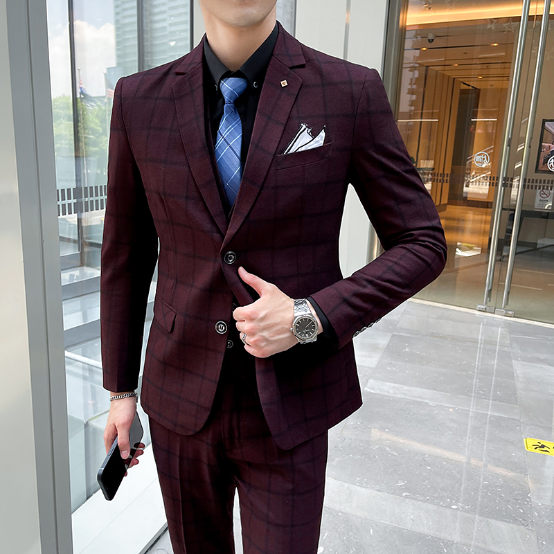 ผู้ชาย 3 ชิ้นชุดสไตล์หล่อลายสก - Men'S Formal Wear Waistcoat บทวิจารณ์และราคา